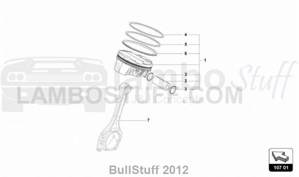 2016 Lamborghini AVENTADOR SV LP750-4 COUPE ENGLAND PISTON (107.01.00)